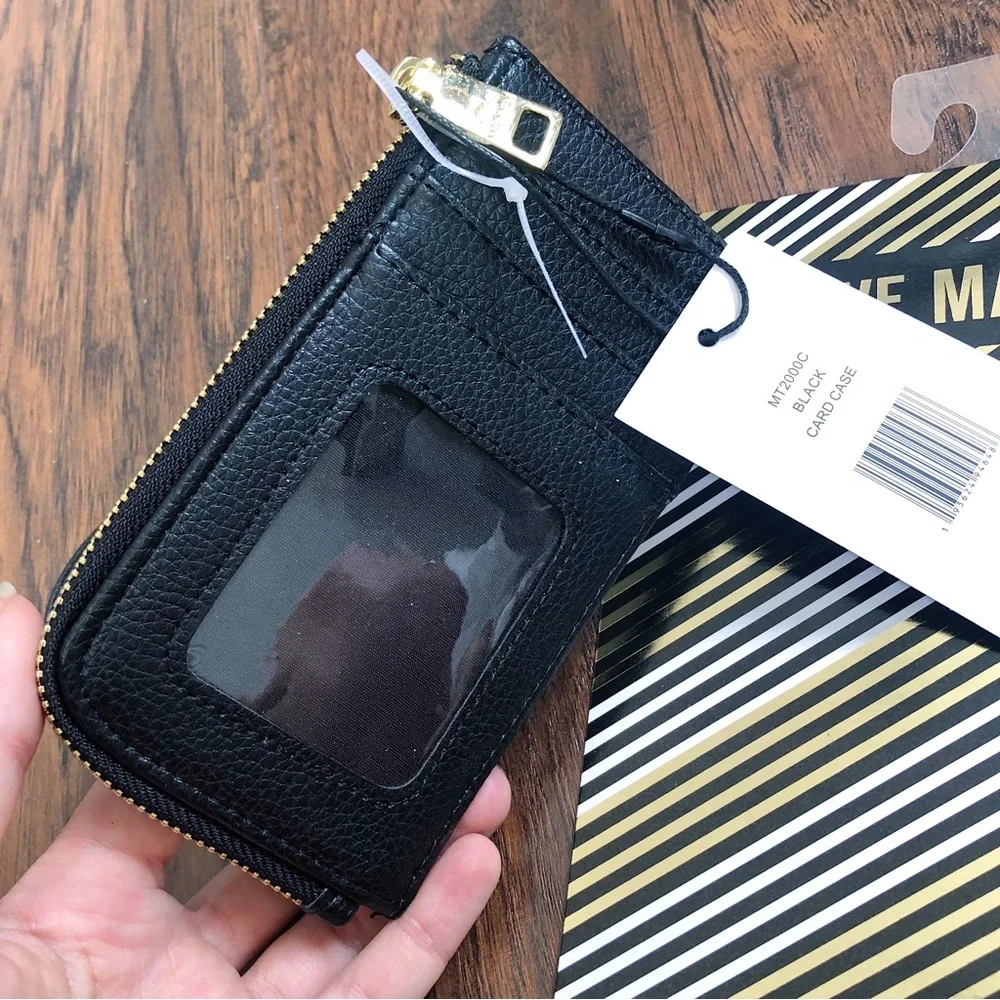 Steve Madden Black Leather Cardholder Wristlet